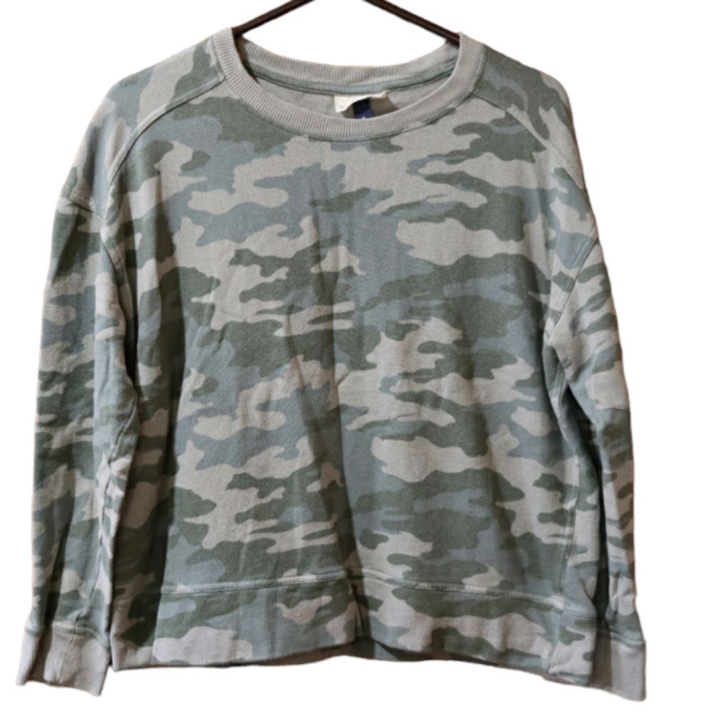 Universal Threads Camo Print Fleece Lined Pullover Sweatshirt Medium Boxy